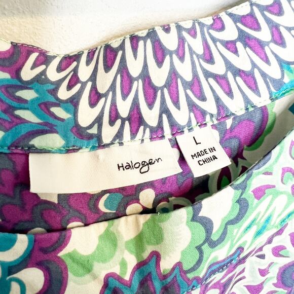 Halogen Floral Silk Blend Sleeveless Blouse - Size Large - Picture 4 of 5